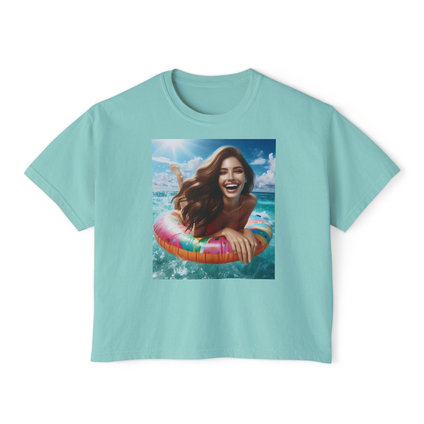 Women's Joy of summer-Boxy Tee - Fun Summer Vibes, Ideal for Beach Days, Casual Outings, Gifts for Her, Cute Graphic Tee, Lightweight Summer Top