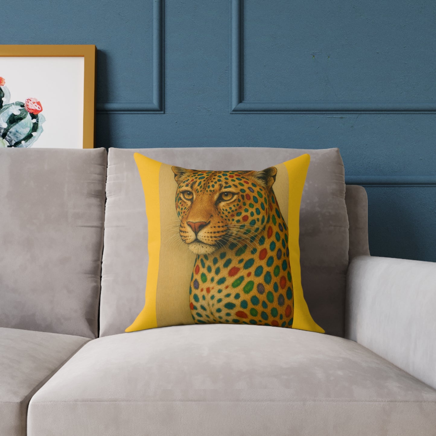 Square Leopard Poly Canvas Pillow