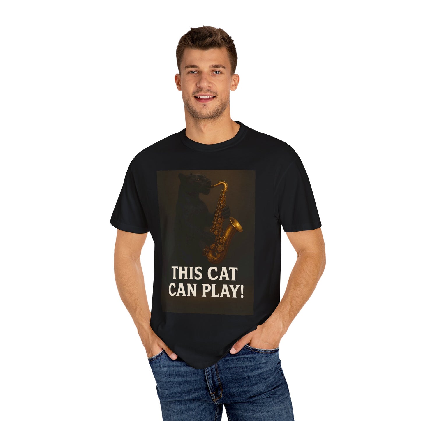 This Cat Can Play- Tee, Unisex Music Lover Shirt, Gift for Cat Owners, Unique Animal Design