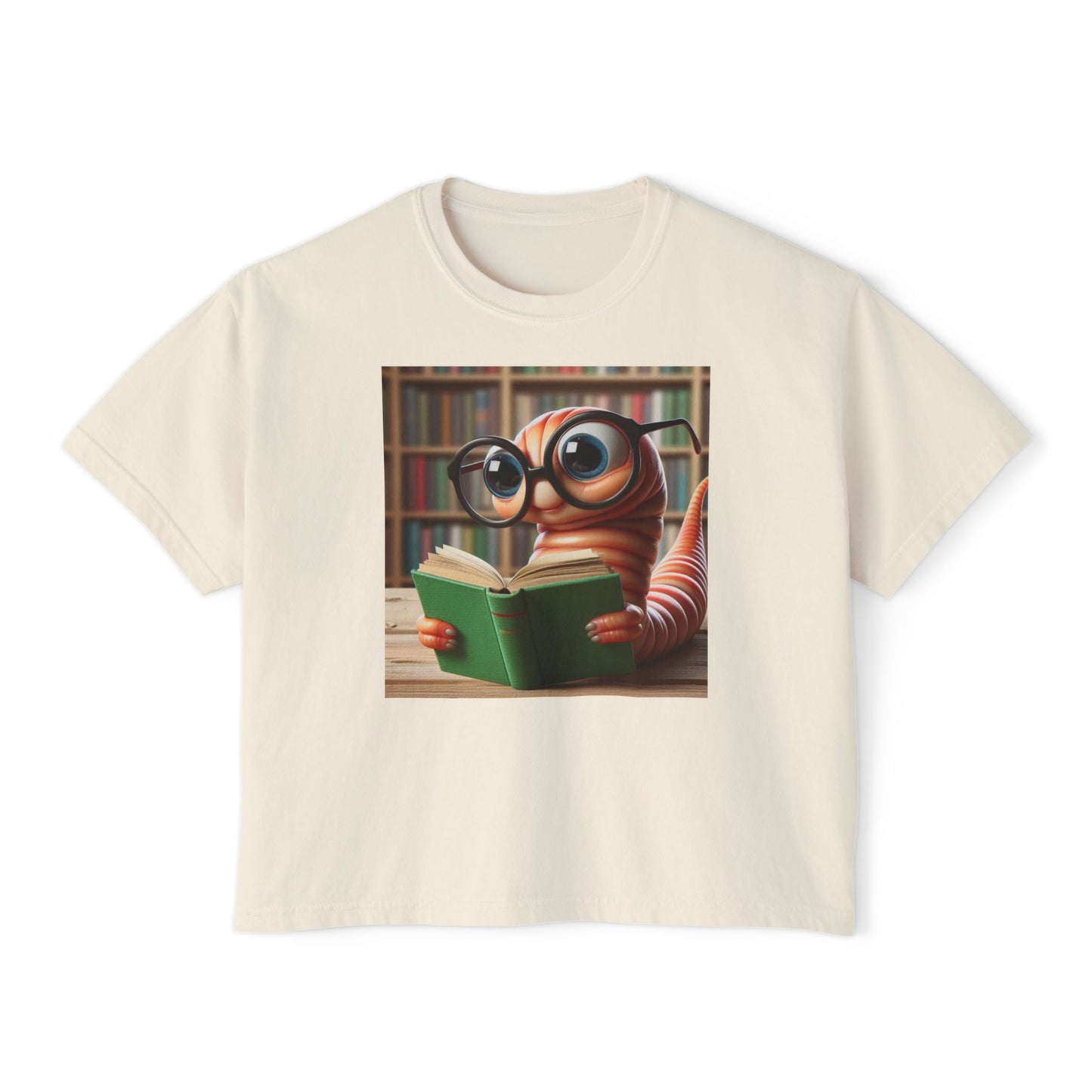 Book Worm Women's Boxy Tee, Cute Book Lover Gift, Library Aesthetic Top, Teacher Appreciation T-Shirt, Literary Adventure Wear