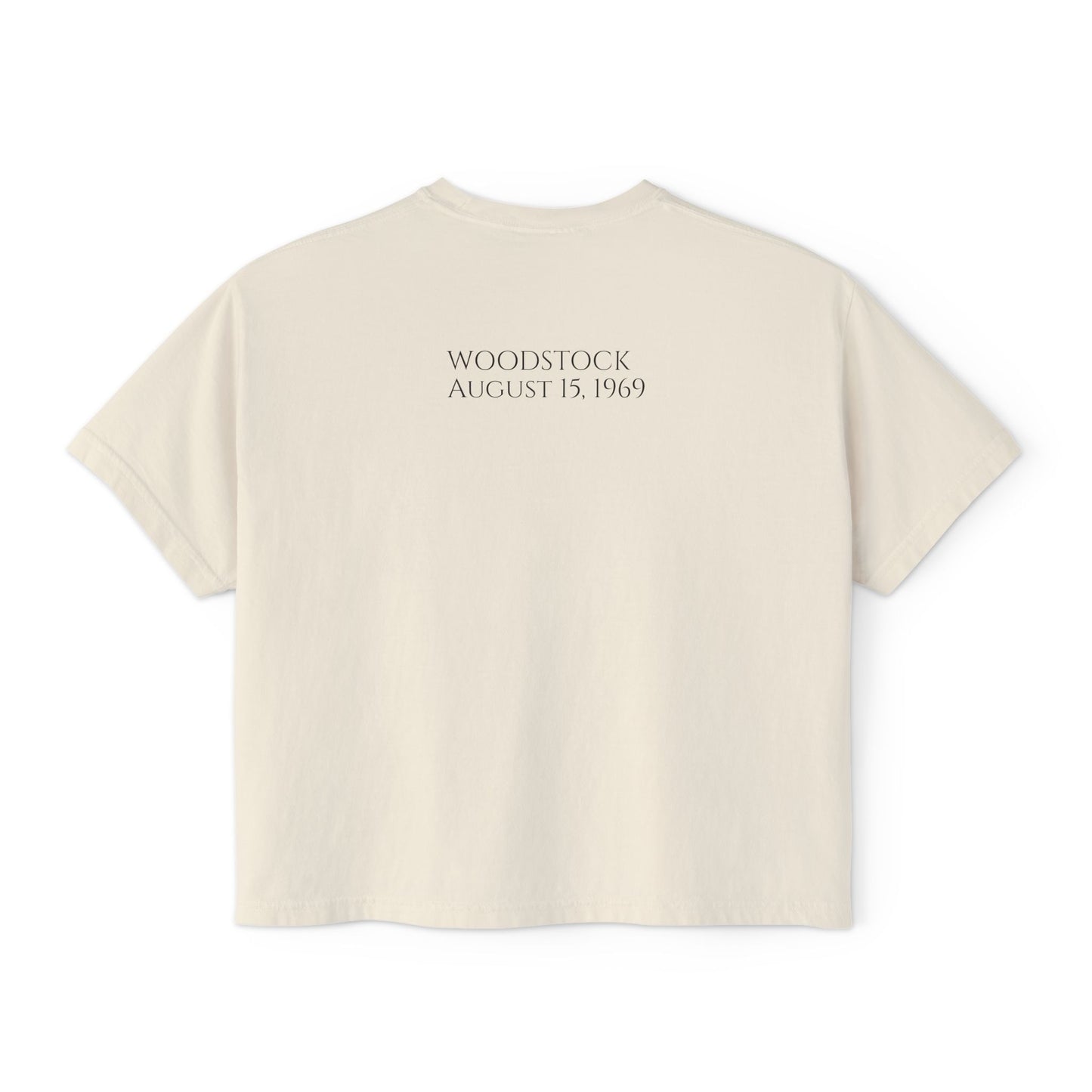 Women's Woodstock 1969-Boxy Tee, Psychedelic Graphic Tee, Casual Summer Shirt, Boho Style Top, Festival Clothing