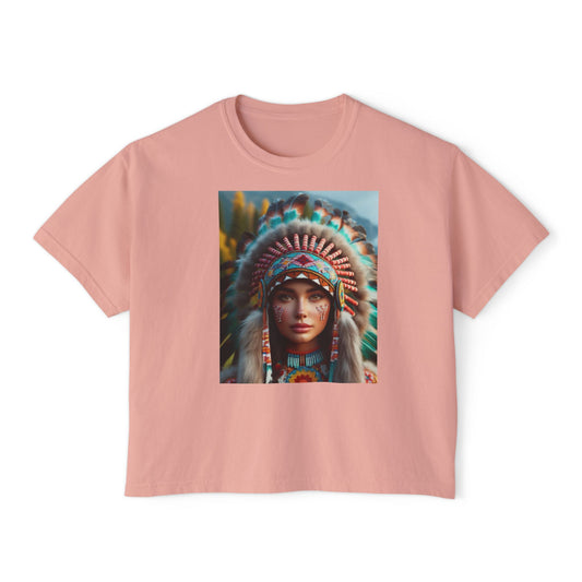 Beautiful Native American Women's Boxy Tee, Comfortable Casual Top, Festival Vintage. looks great with jeans.