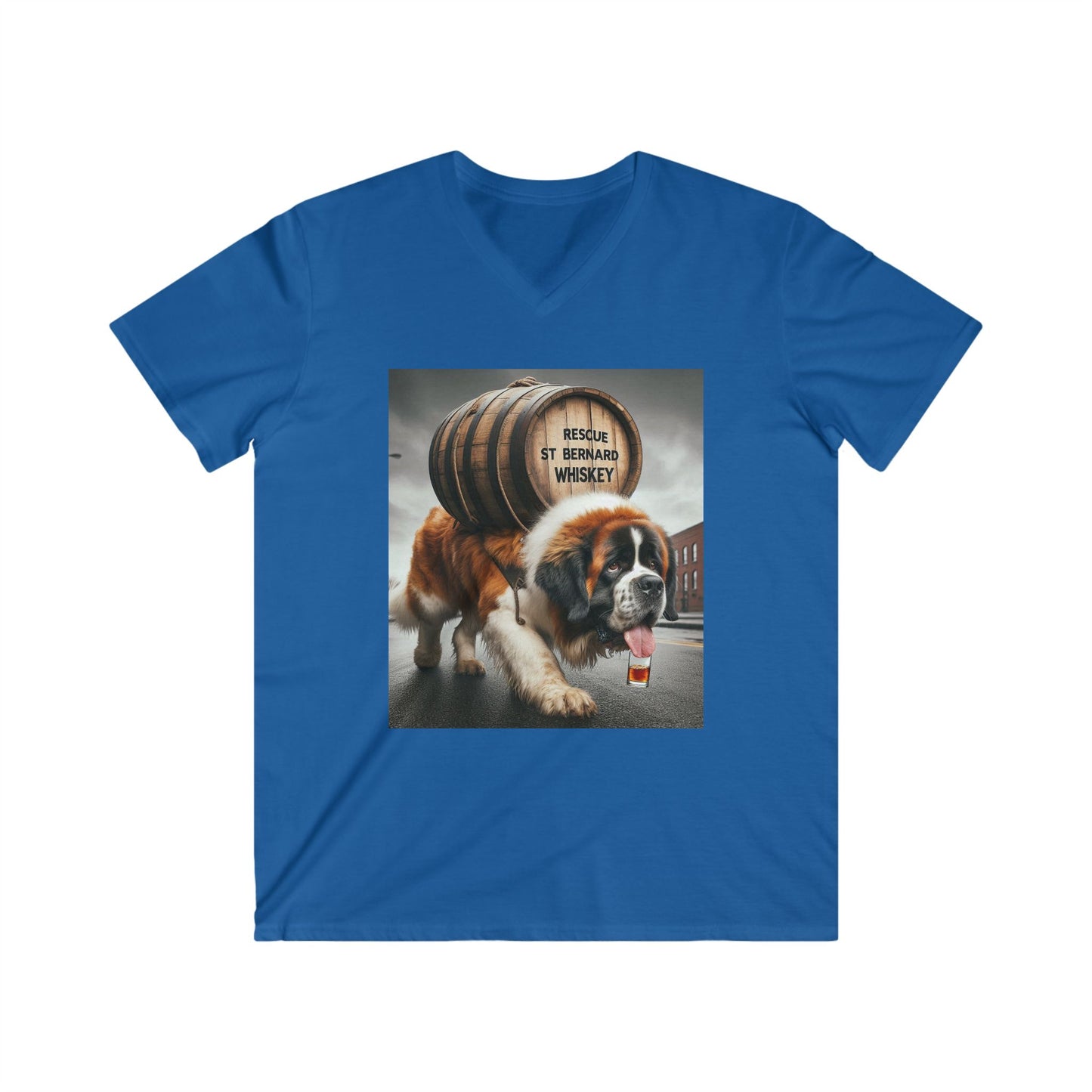 Rescue Dog - Whiskey Tee, Funny Pet Lover Gift, Short Sleeve T-Shirt, St. Bernard Humor, Animal Lover Apparel
