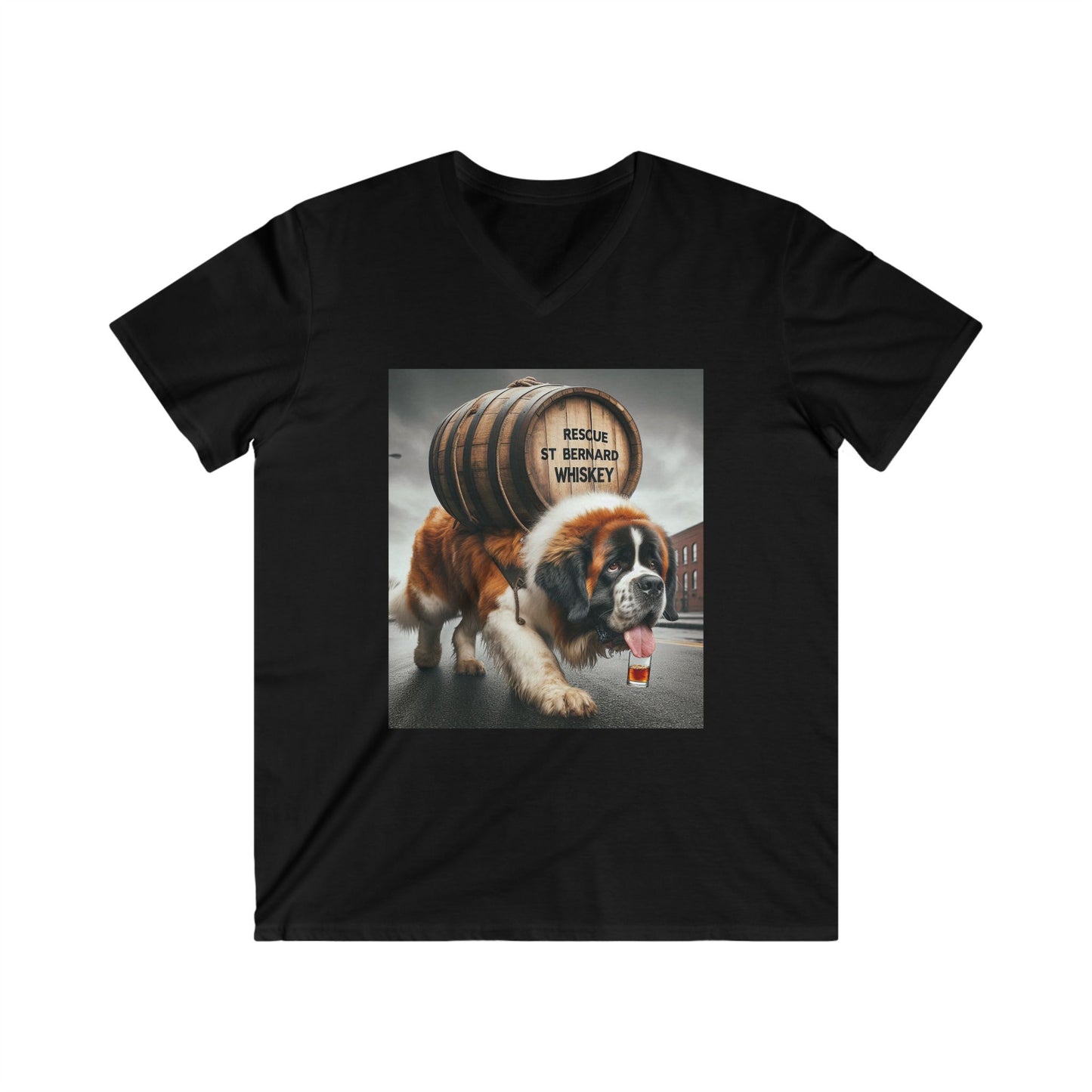 Rescue Dog - Whiskey Tee, Funny Pet Lover Gift, Short Sleeve T-Shirt, St. Bernard Humor, Animal Lover Apparel