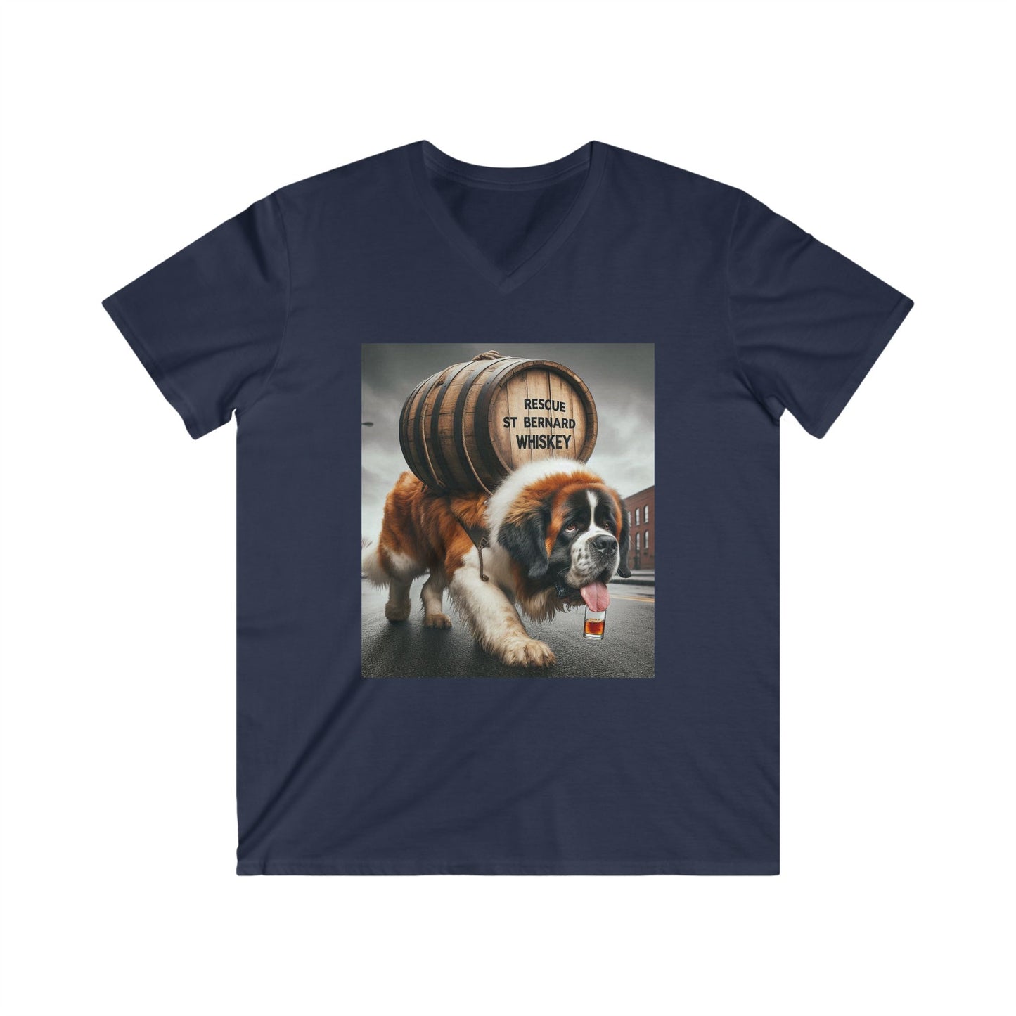 Rescue Dog - Whiskey Tee, Funny Pet Lover Gift, Short Sleeve T-Shirt, St. Bernard Humor, Animal Lover Apparel