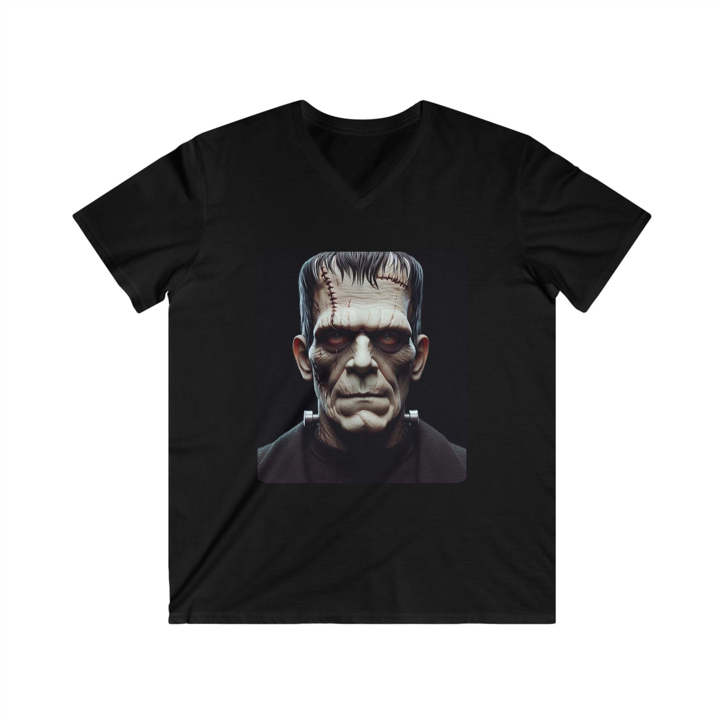 Frankenstein Graphic Tee for Horror Fans, Men's V-Neck Short Sleeve Shirt, Halloween Costume, Gothic Style, Perfect Gift for Geeks