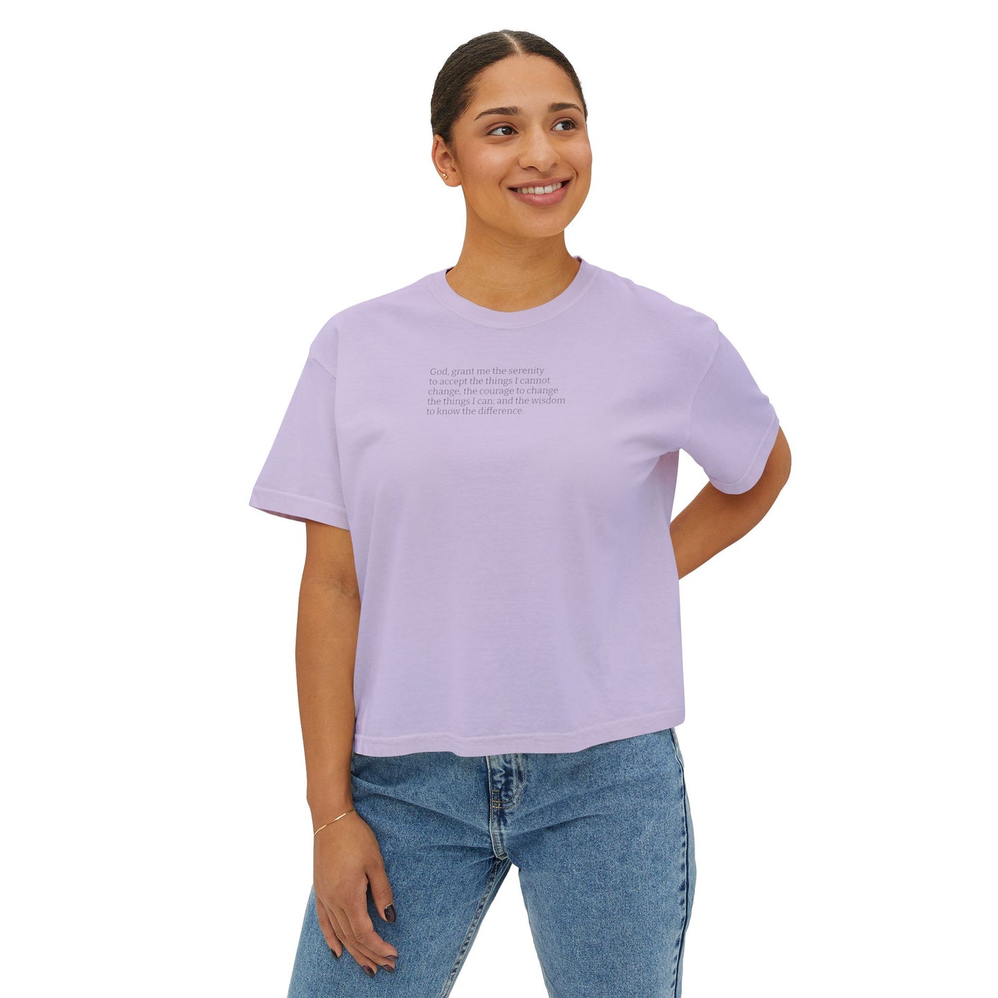 Serenity Prayer- Women's Boxy Tee - Inspirational Relaxed Fit Shirt