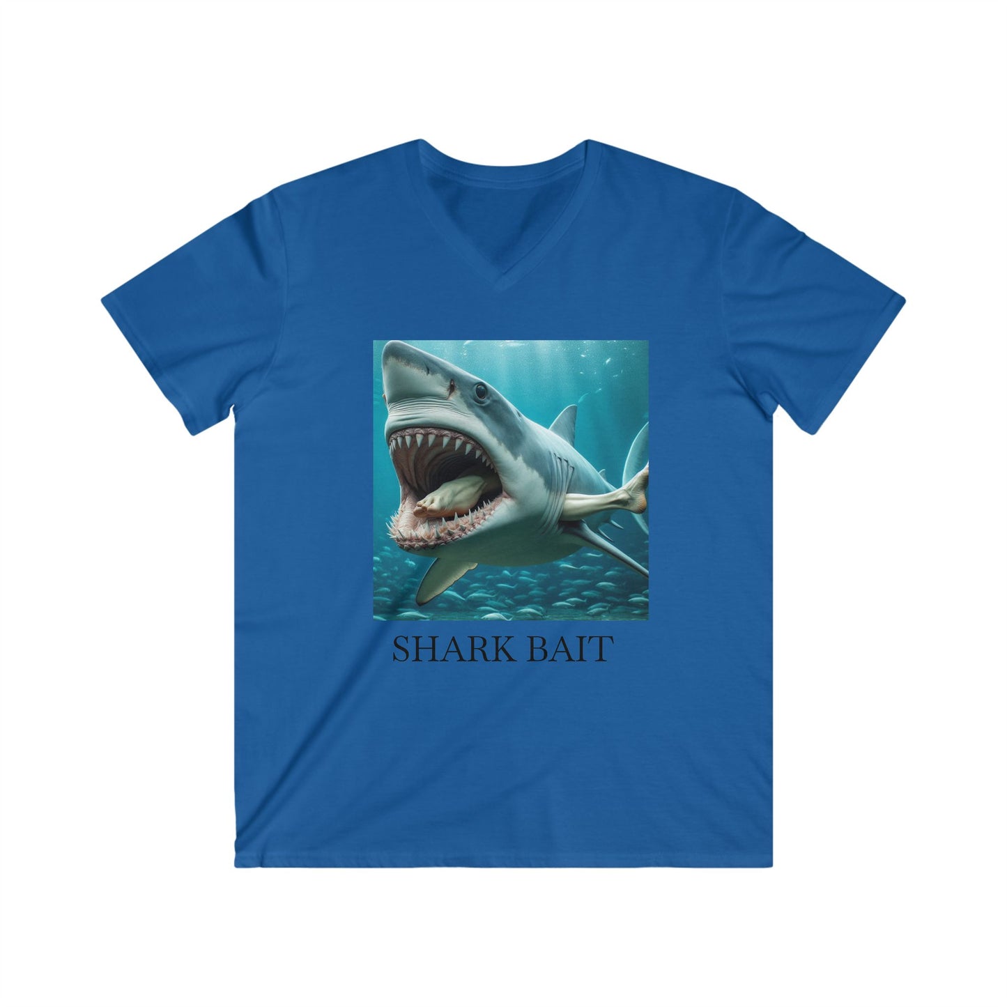 Shark Bait Men's V-Neck Tee, Funny Ocean Shirt, Beachwear, Nautical Gift, Summer Outfit, Casual Style