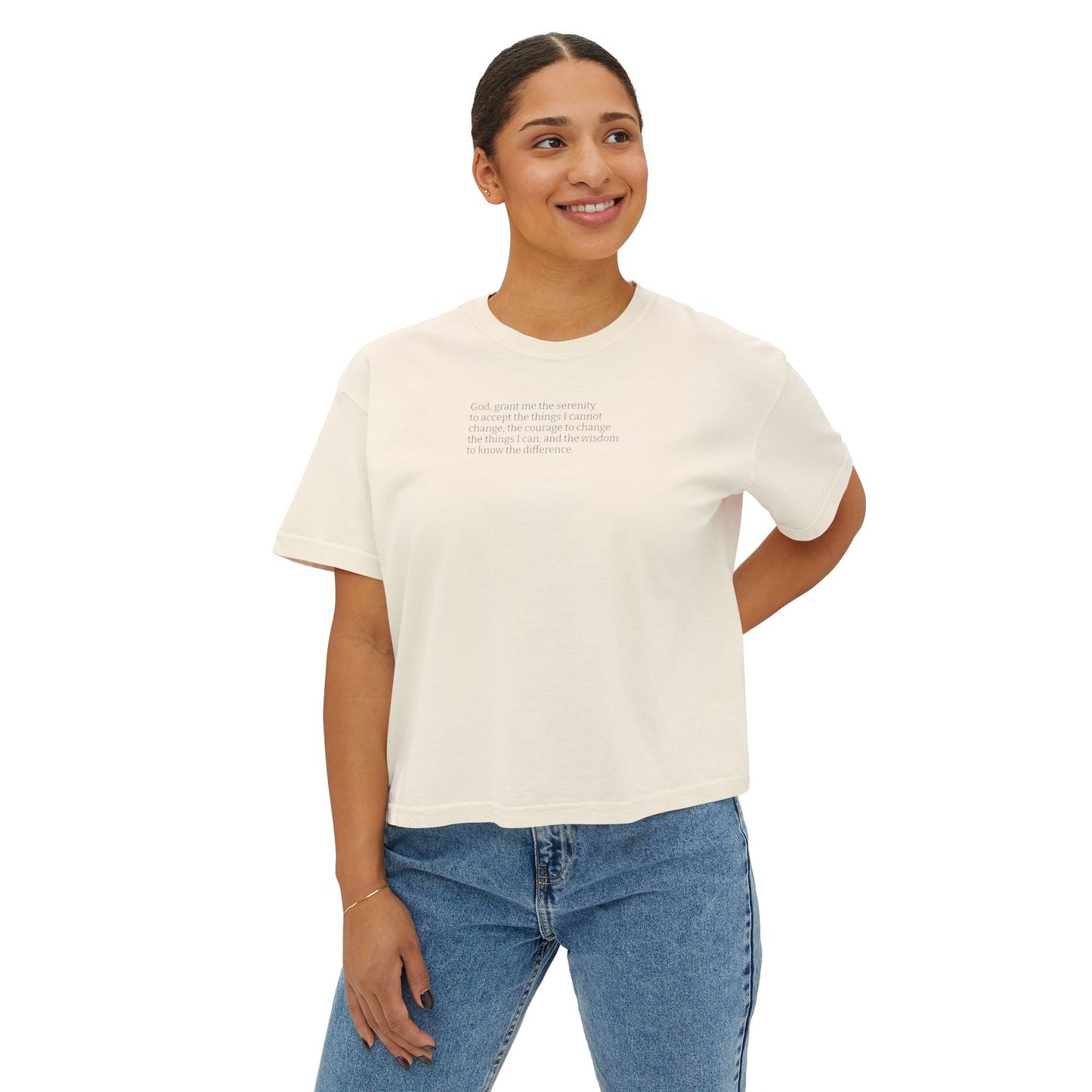 Serenity Prayer- Women's Boxy Tee - Inspirational Relaxed Fit Shirt