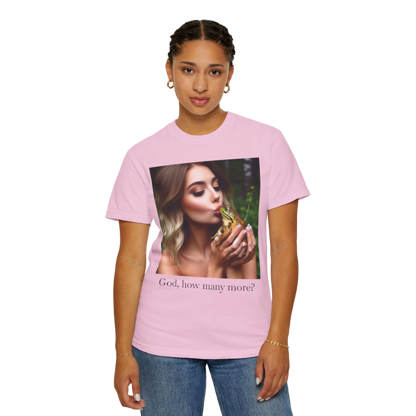 Kissing Frogs Women's T-Shirt with Frog and Quote | Casual Wear, Animal Lovers, Trendy Gift