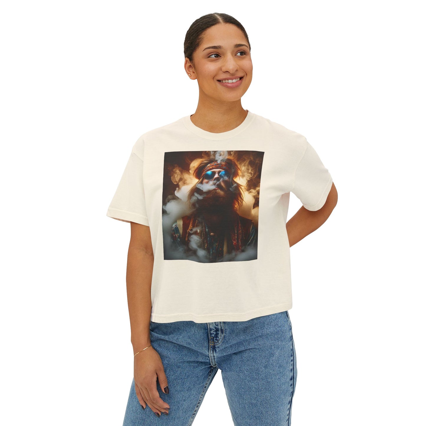 Women's Woodstock 1969-Boxy Tee, Psychedelic Graphic Tee, Casual Summer Shirt, Boho Style Top, Festival Clothing