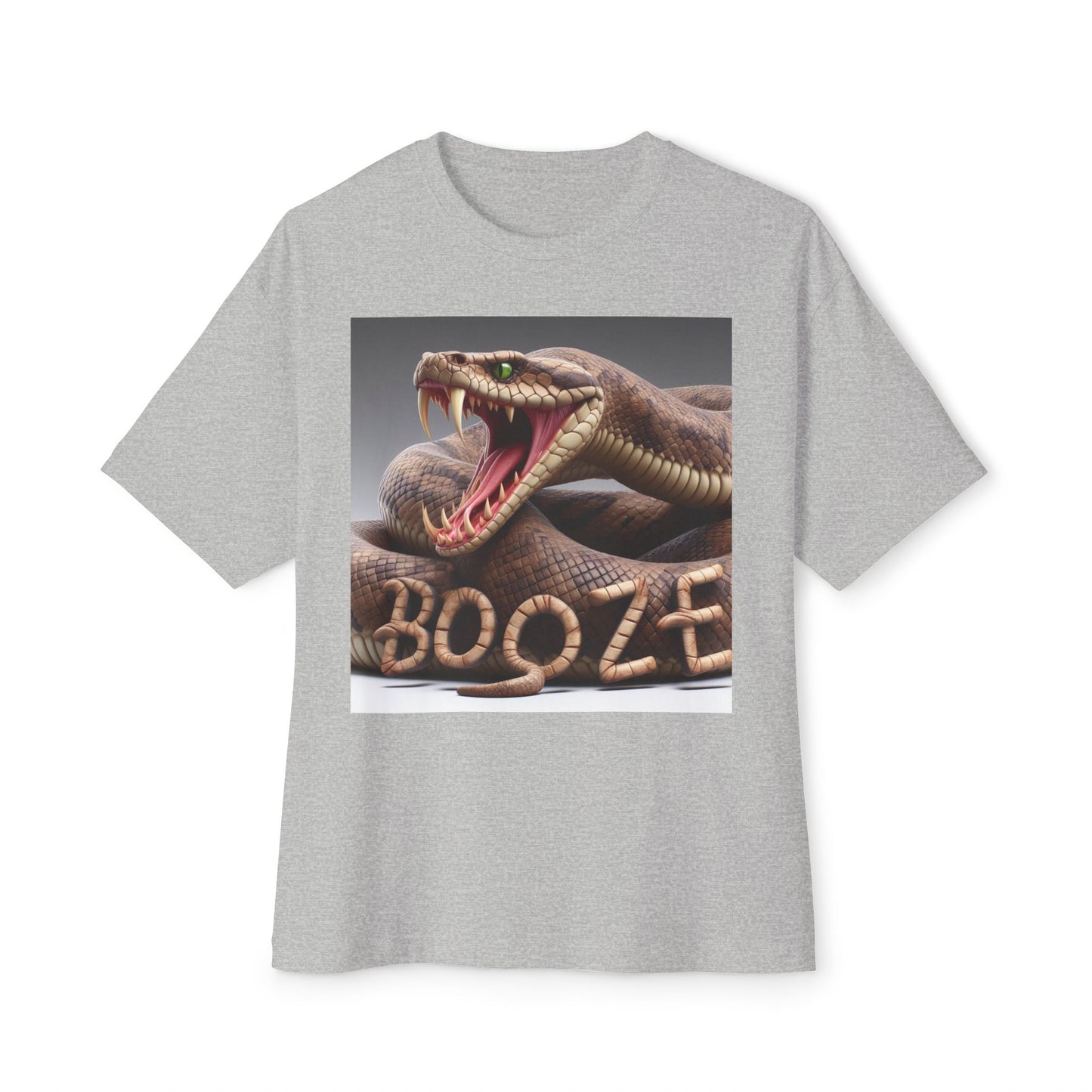 Booze Snake Graphic Tee, Unisex Boxy Shirt, Party Outfit, Gift for Friends, Casual Weekend Wear, Vintage Style T-Shirt