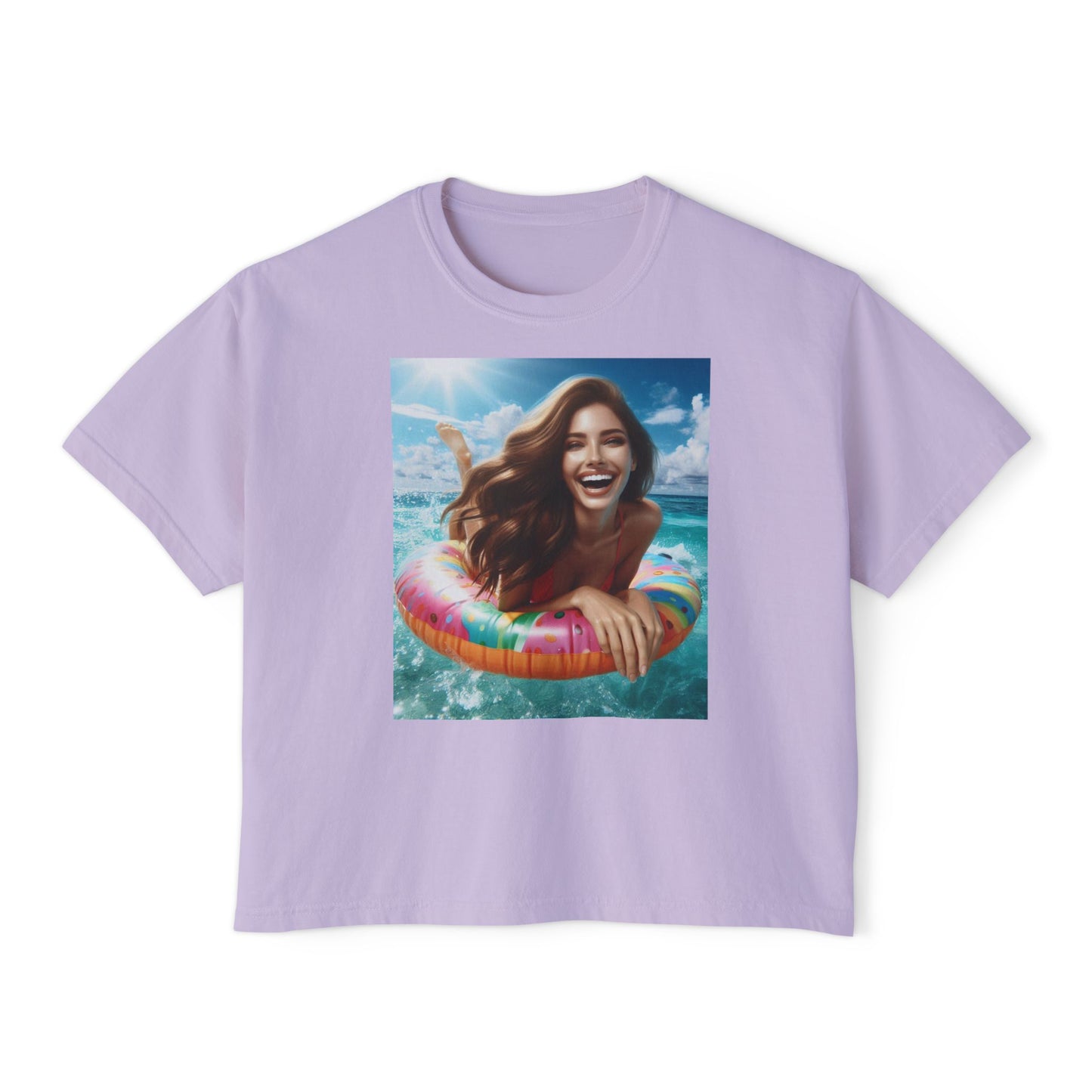 Women's Joy of summer-Boxy Tee - Fun Summer Vibes, Ideal for Beach Days, Casual Outings, Gifts for Her, Cute Graphic Tee, Lightweight Summer Top