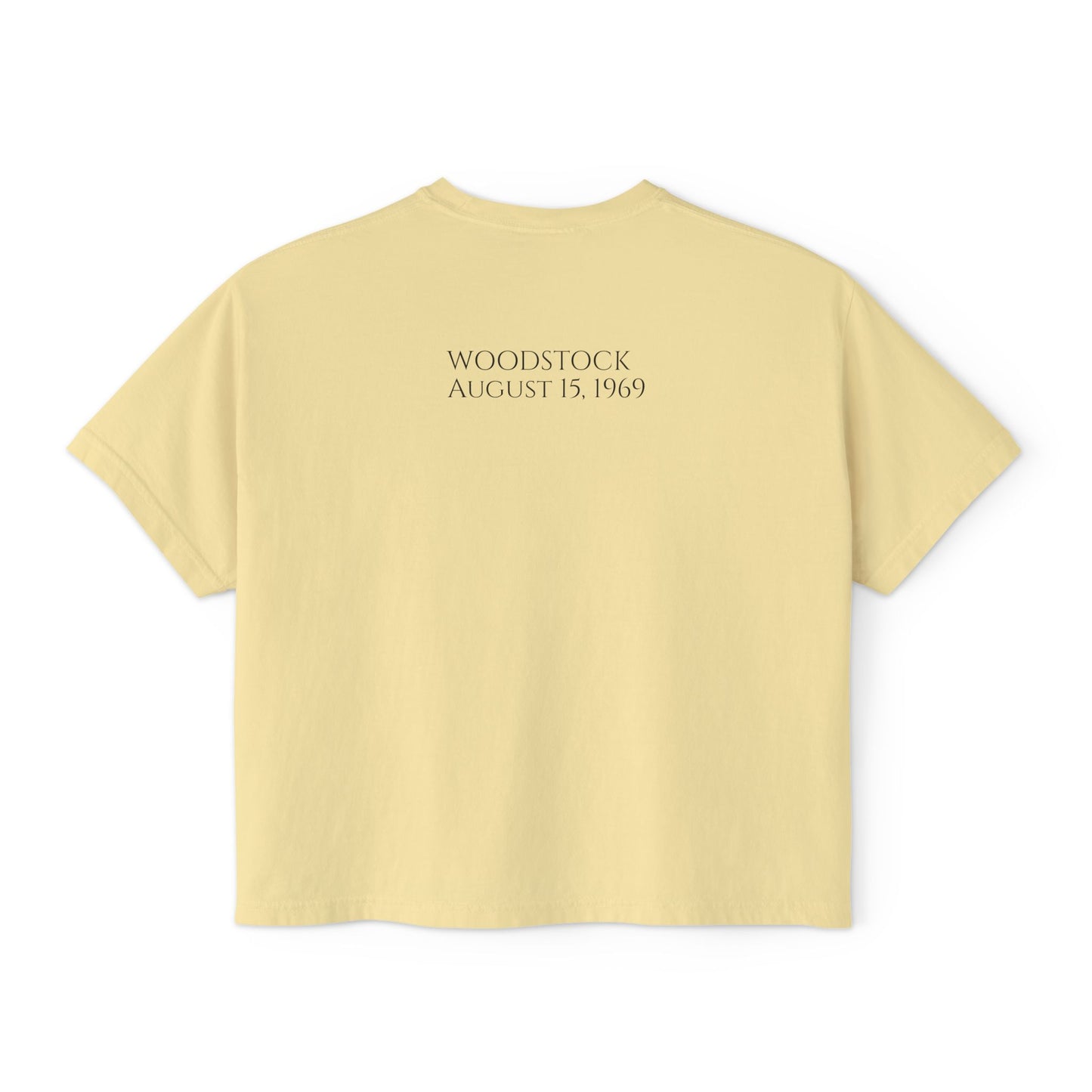 Women's Woodstock 1969-Boxy Tee, Psychedelic Graphic Tee, Casual Summer Shirt, Boho Style Top, Festival Clothing