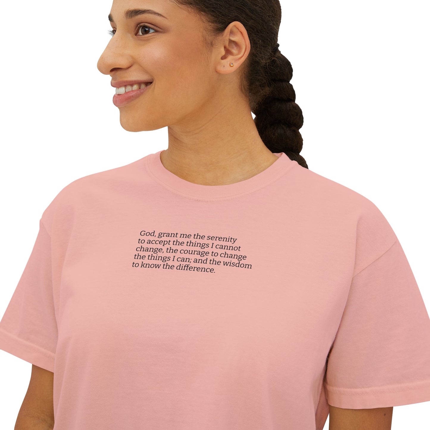 Serenity Prayer- Women's Boxy Tee - Inspirational Relaxed Fit Shirt