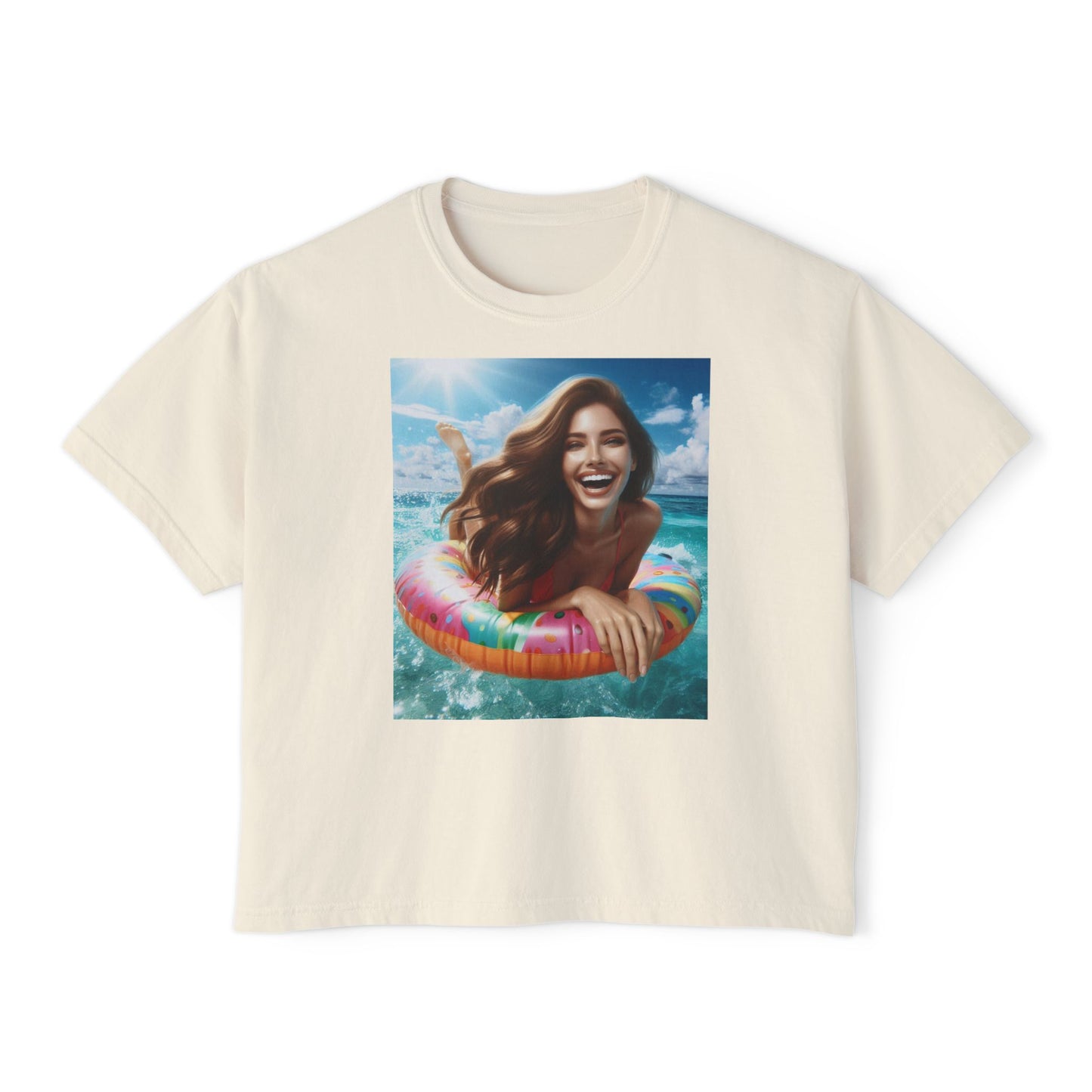 Women's Joy of summer-Boxy Tee - Fun Summer Vibes, Ideal for Beach Days, Casual Outings, Gifts for Her, Cute Graphic Tee, Lightweight Summer Top