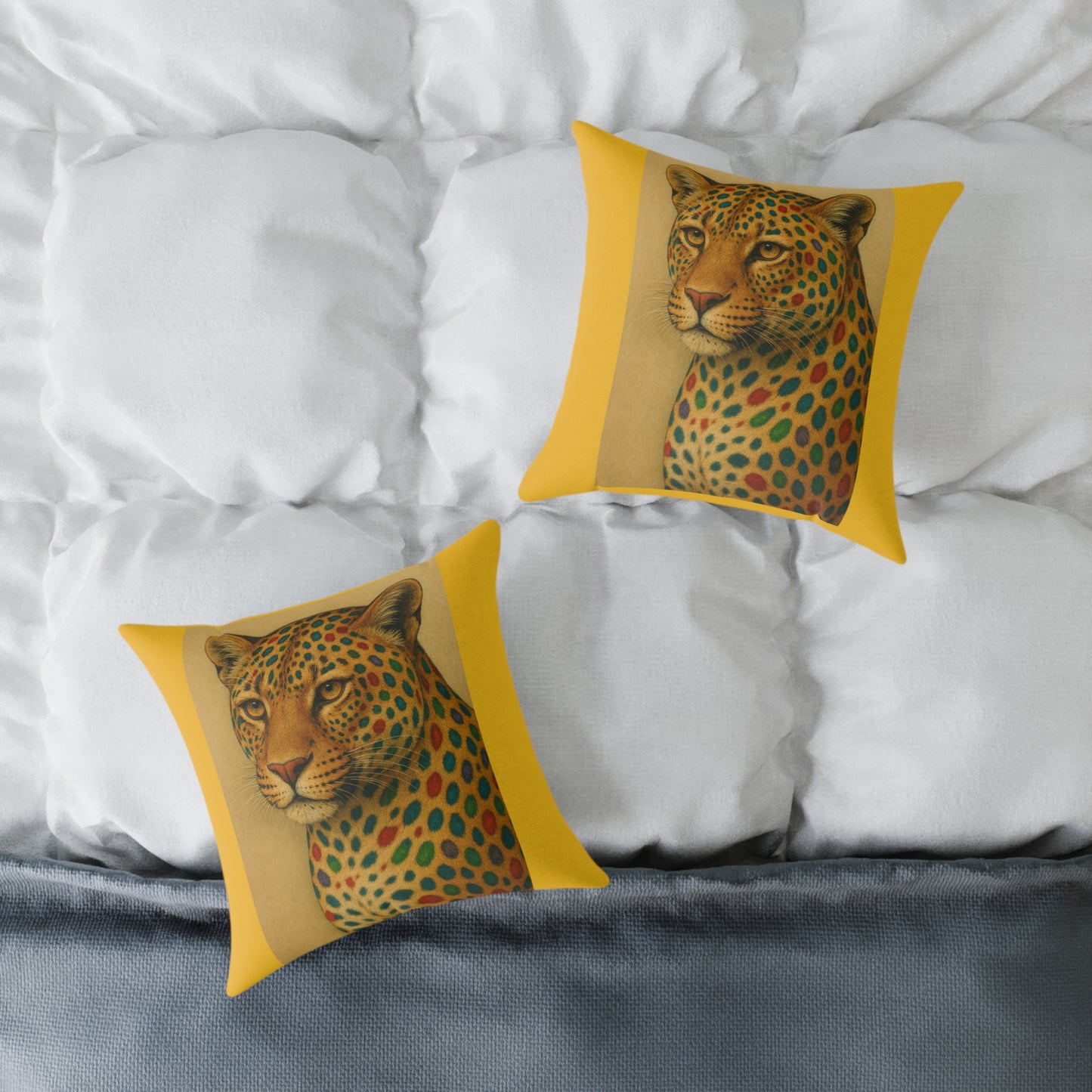 Square Leopard Poly Canvas Pillow
