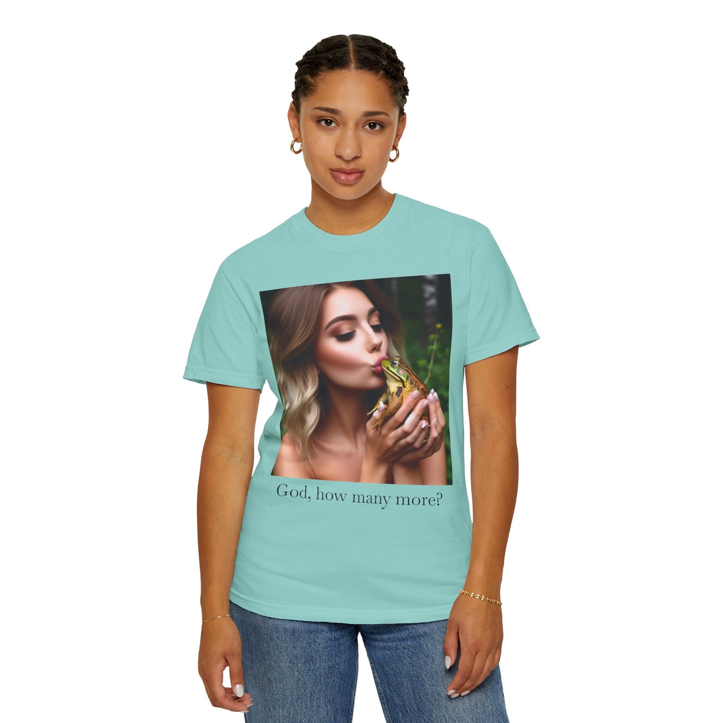 Kissing Frogs Women's T-Shirt with Frog and Quote | Casual Wear, Animal Lovers, Trendy Gift