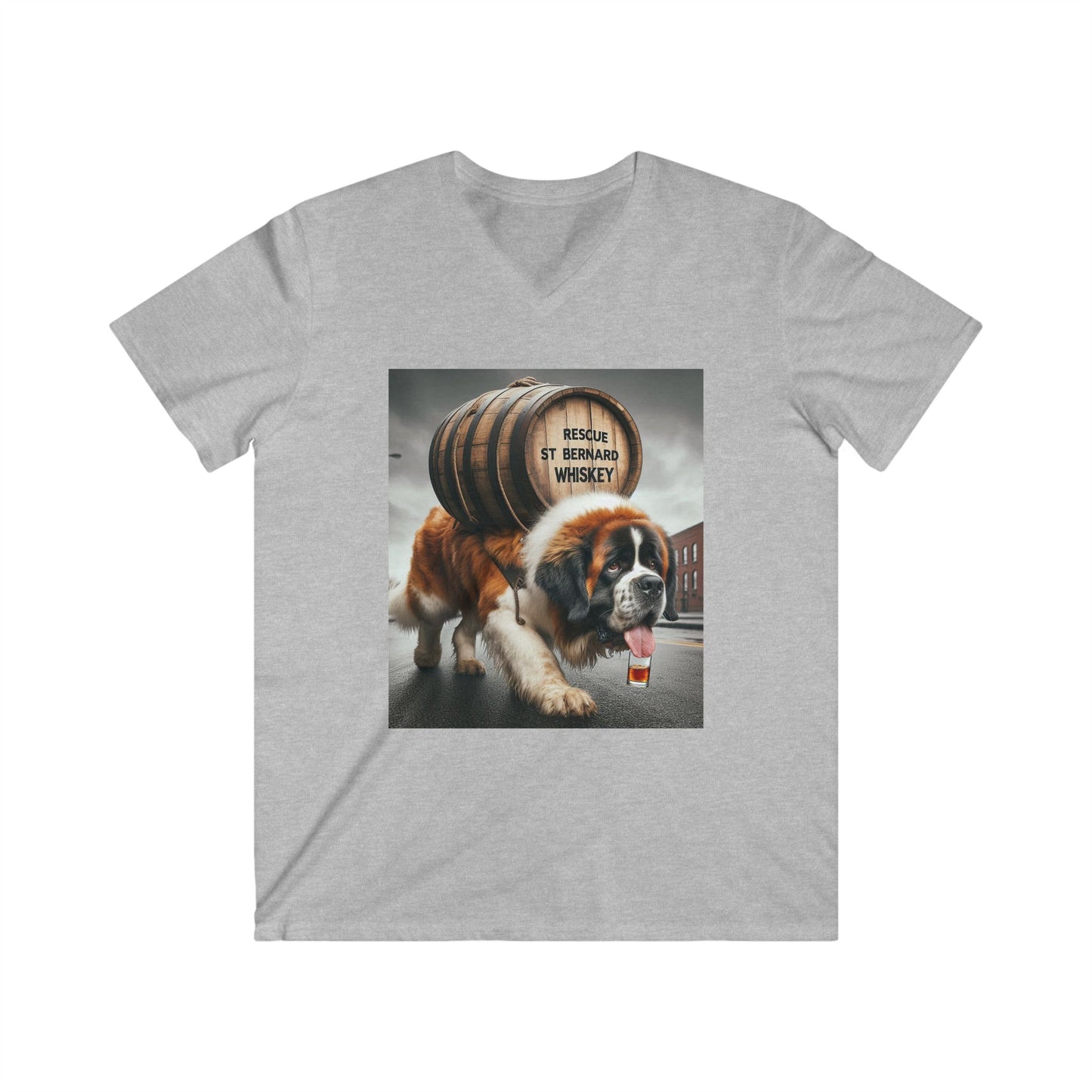 Rescue Dog - Whiskey Tee, Funny Pet Lover Gift, Short Sleeve T-Shirt, St. Bernard Humor, Animal Lover Apparel