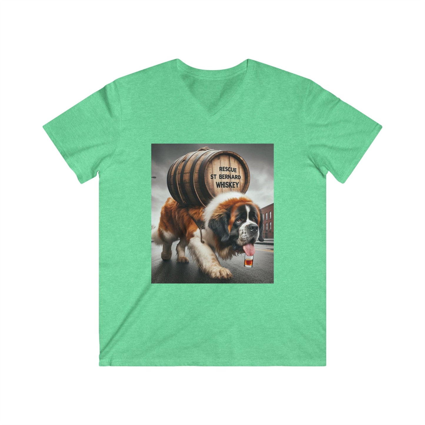 Rescue Dog - Whiskey Tee, Funny Pet Lover Gift, Short Sleeve T-Shirt, St. Bernard Humor, Animal Lover Apparel