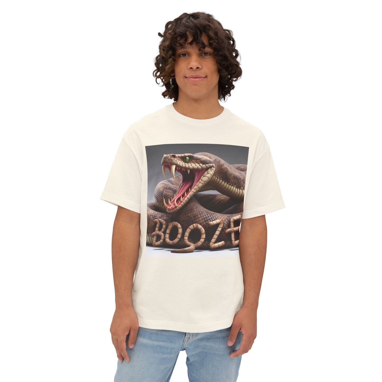 Booze Snake Graphic Tee, Unisex Boxy Shirt, Party Outfit, Gift for Friends, Casual Weekend Wear, Vintage Style T-Shirt