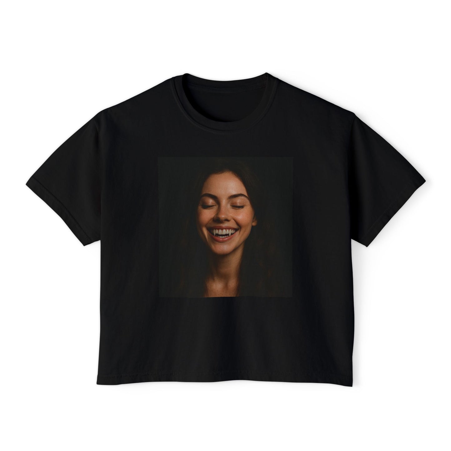 I Bite Woman Women's Boxy Tee, Casual Tee, Graphic T-Shirt, Modern Tee for Everyday, Gift for Her, Stylish Summer Top
