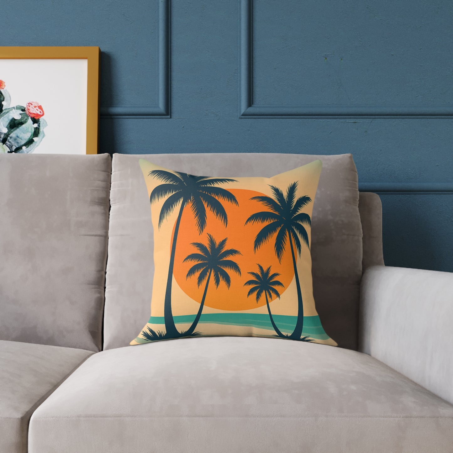Palm Tree Square Poly Canvas Pillow