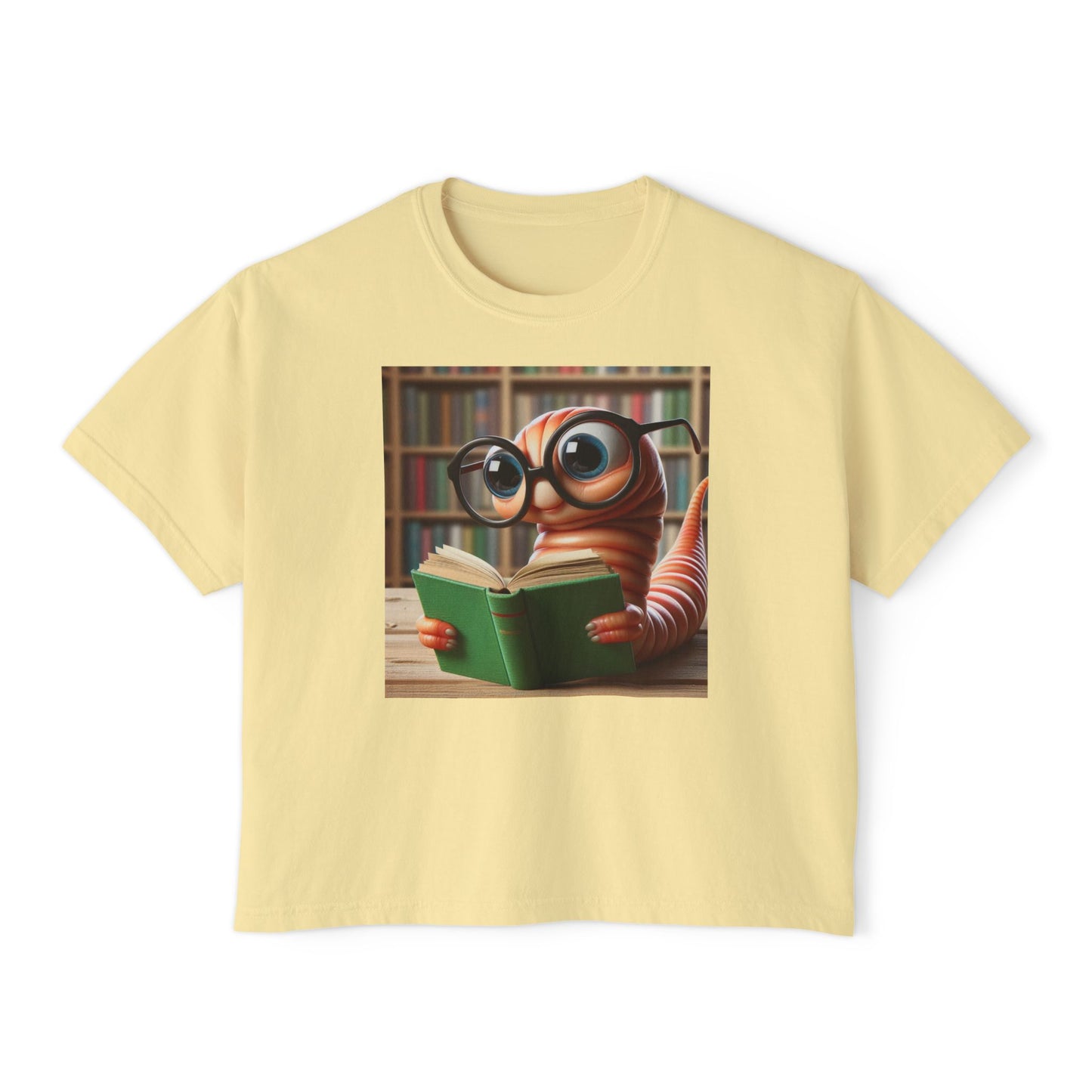 Book Worm Women's Boxy Tee, Cute Book Lover Gift, Library Aesthetic Top, Teacher Appreciation T-Shirt, Literary Adventure Wear