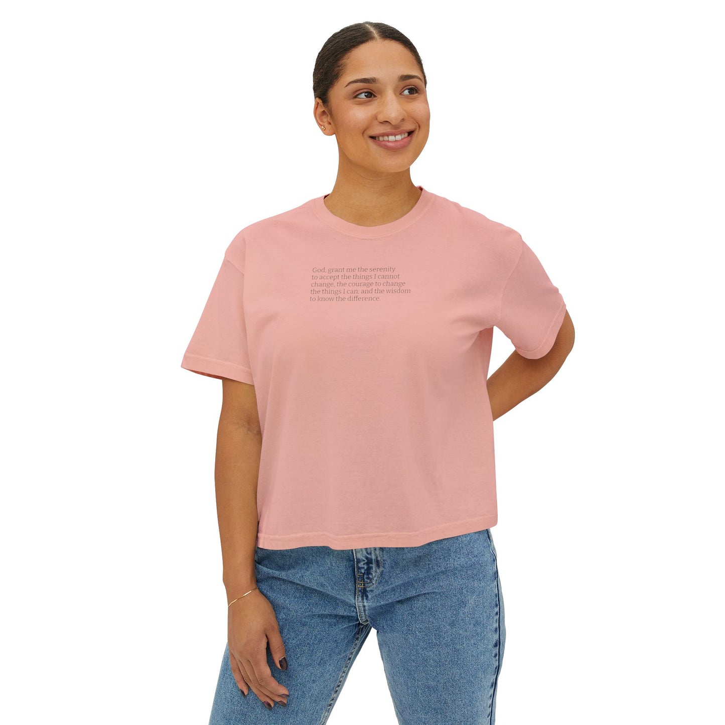 Serenity Prayer- Women's Boxy Tee - Inspirational Relaxed Fit Shirt