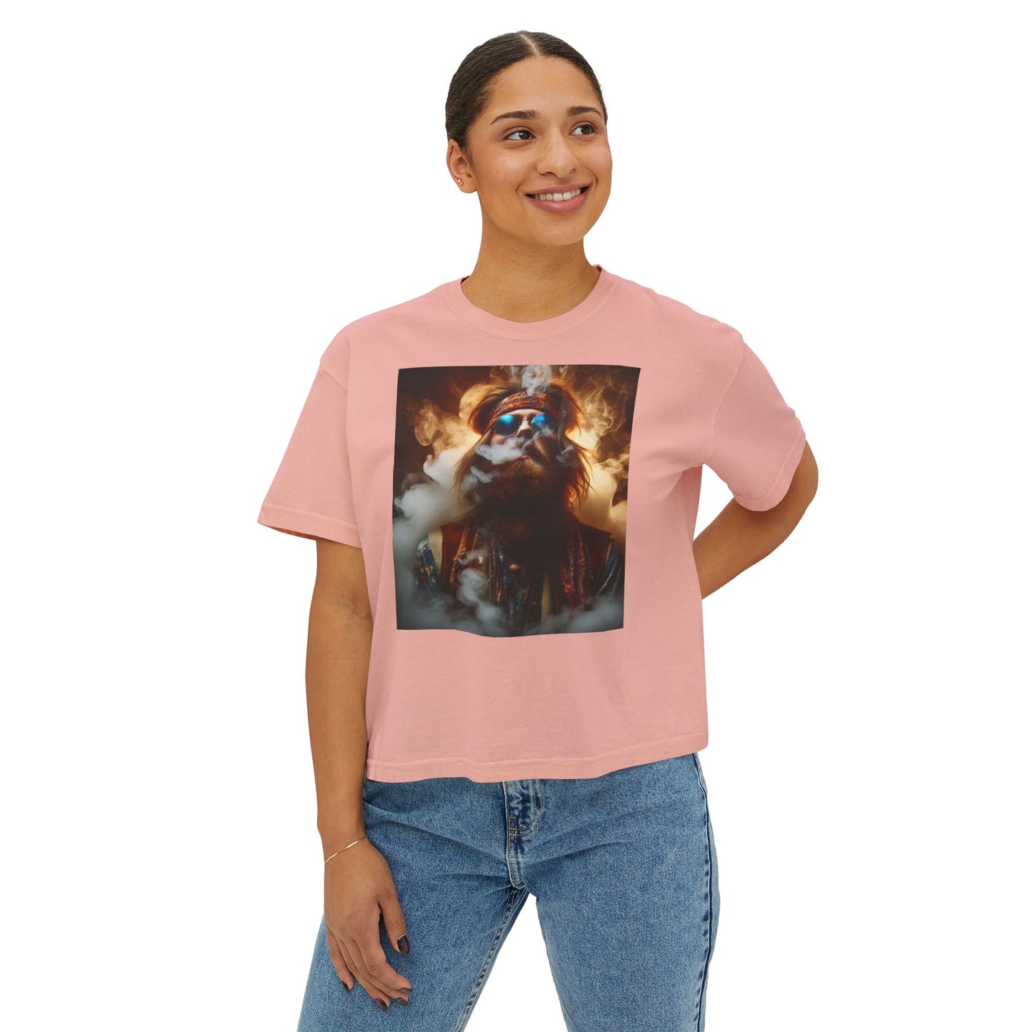 Women's Woodstock 1969-Boxy Tee, Psychedelic Graphic Tee, Casual Summer Shirt, Boho Style Top, Festival Clothing
