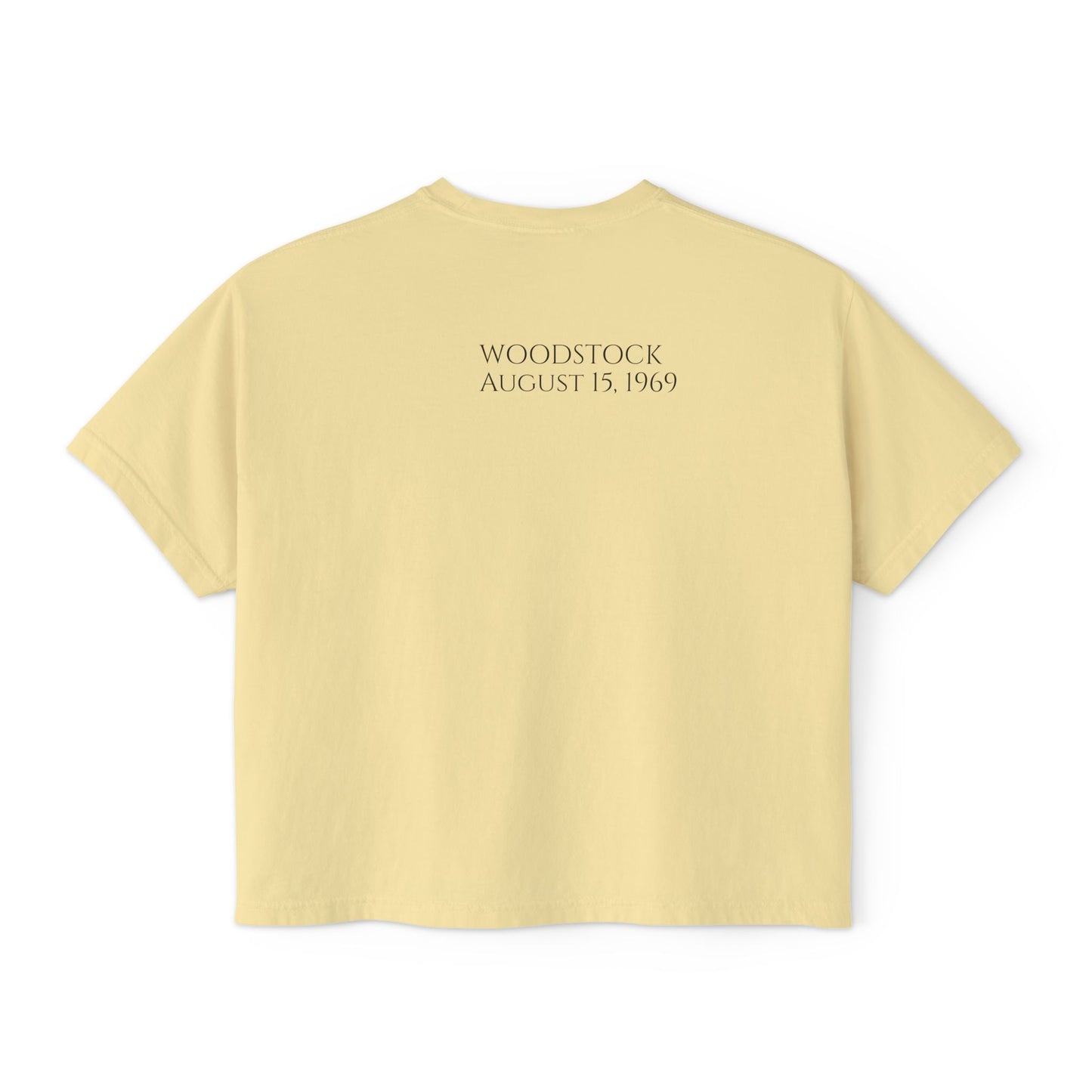 Women's Woodstock-Boxy Tee, Psychedelic Graphic Tee, Casual Summer Shirt, Boho Style Top, Festival Clothing