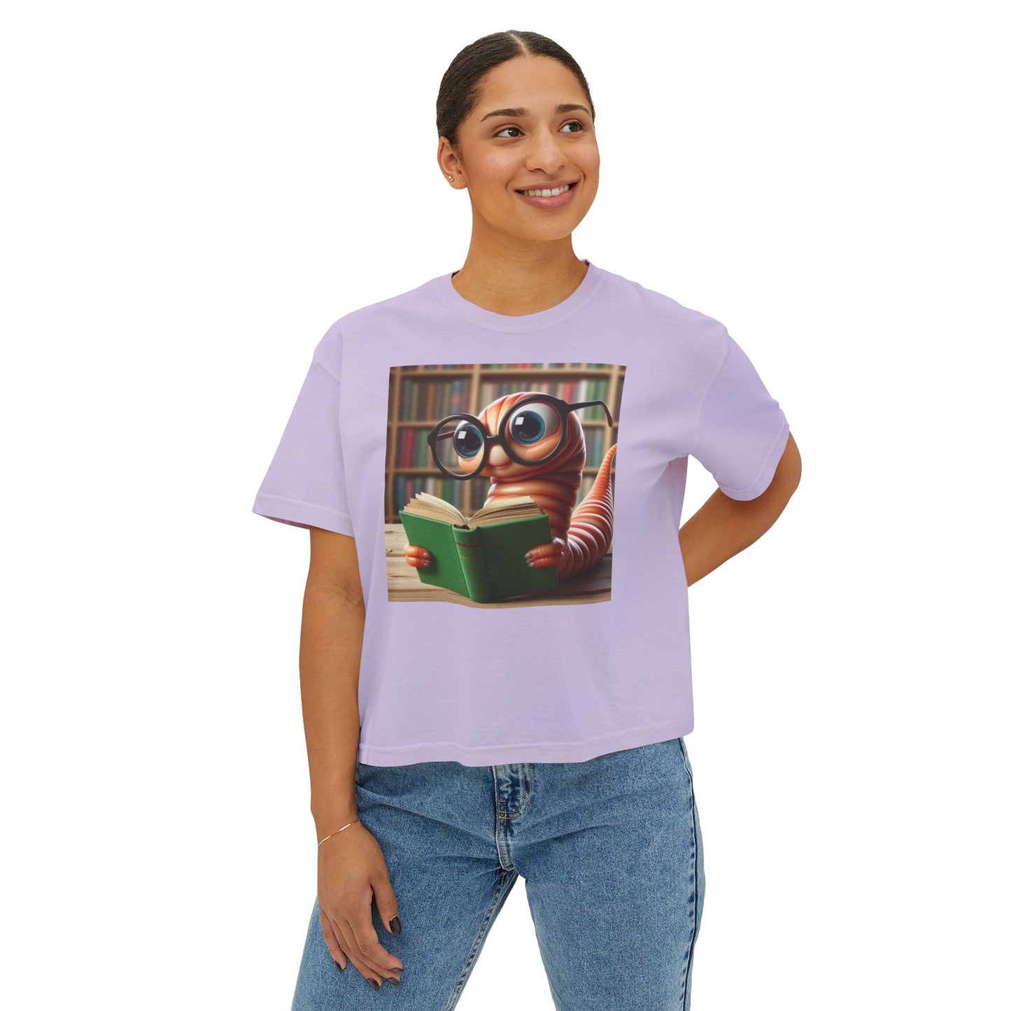 Book Worm Women's Boxy Tee, Cute Book Lover Gift, Library Aesthetic Top, Teacher Appreciation T-Shirt, Literary Adventure Wear
