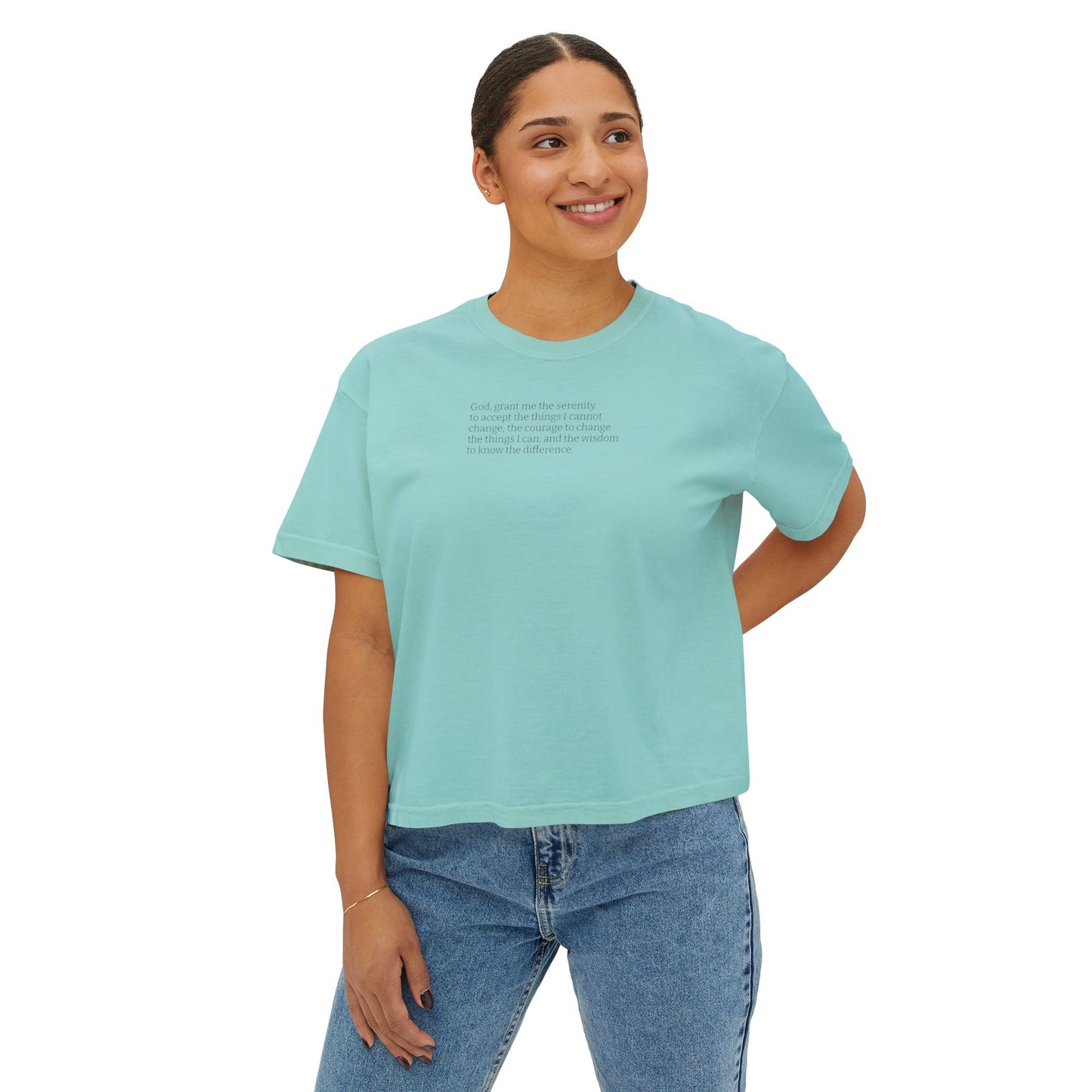 Serenity Prayer- Women's Boxy Tee - Inspirational Relaxed Fit Shirt