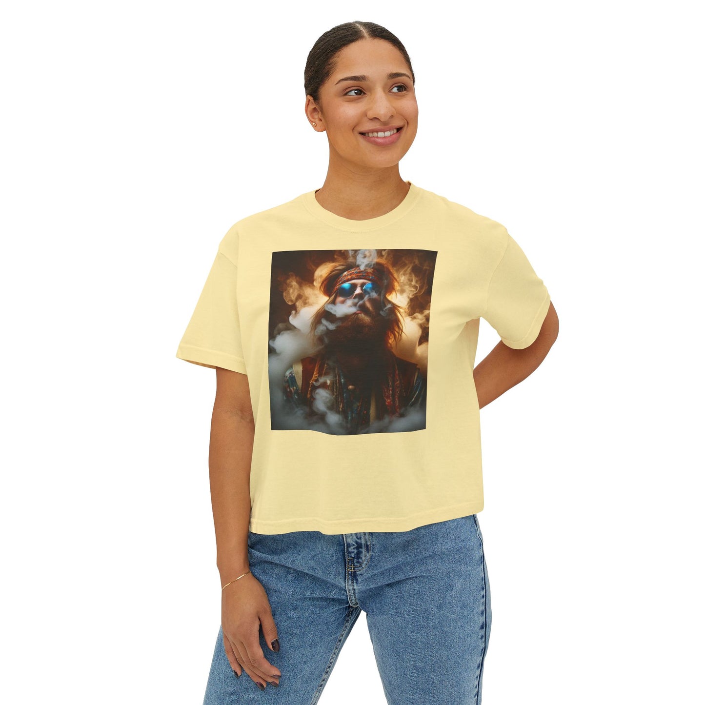 Women's Woodstock 1969-Boxy Tee, Psychedelic Graphic Tee, Casual Summer Shirt, Boho Style Top, Festival Clothing