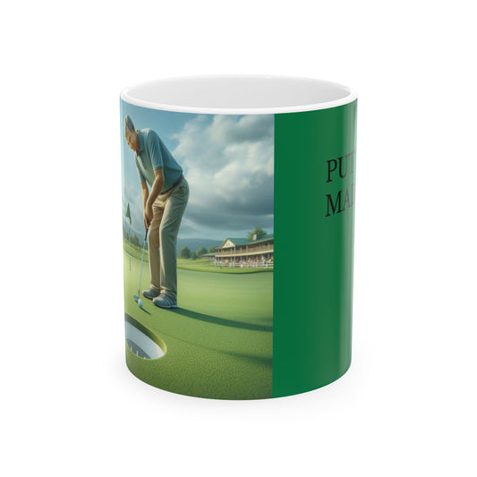 Golf-Themed Ceramic Mug. Putting humor- Customizable 11oz & 15oz Sizes