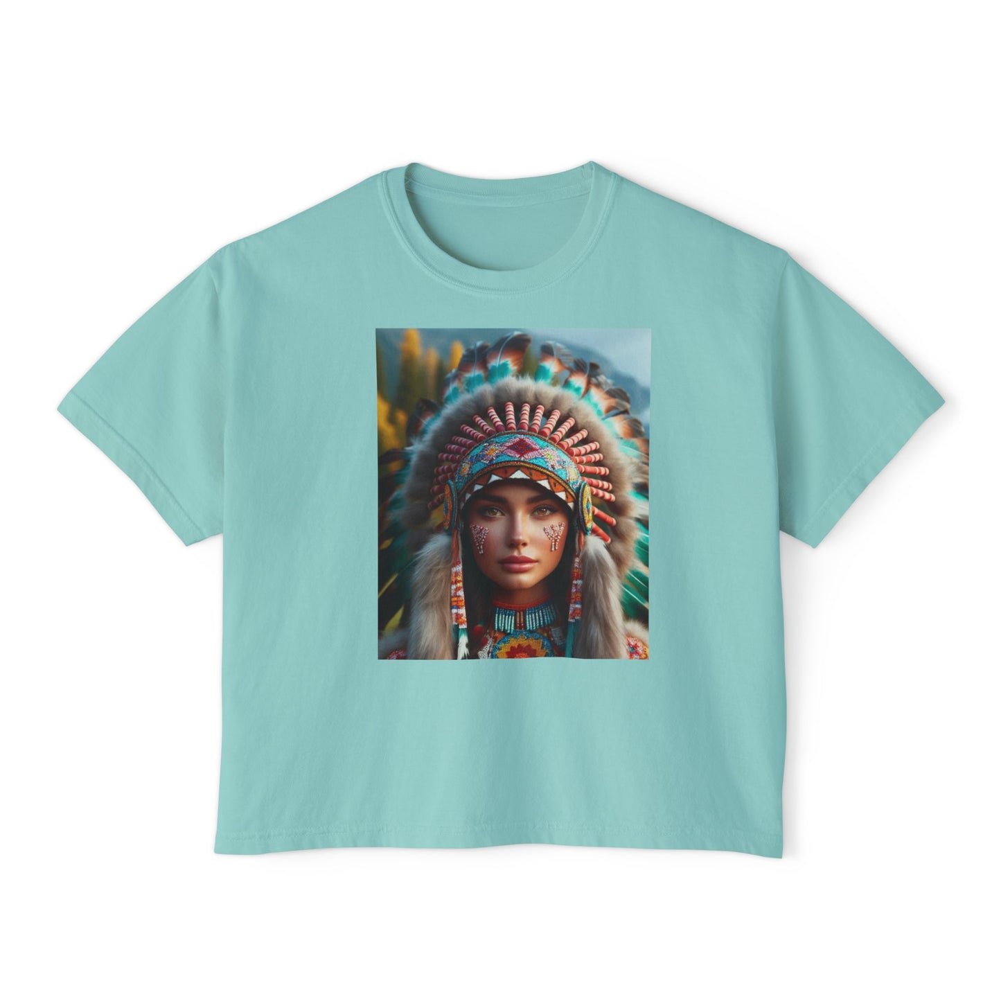 Beautiful Native American Women's Boxy Tee, Comfortable Casual Top, Festival Vintage. looks great with jeans.
