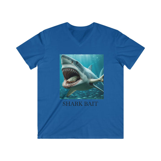 Shark Bait Men's V-Neck Tee, Funny Ocean Shirt, Beachwear, Nautical Gift, Summer Outfit, Casual Style