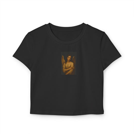Overwatching Angel Women's Baby Tee, Vintage Graphic Shirt, Cute Summer Top, Aesthetic Gift for Art Lovers, Casual Wear, Fashion T-Shirt