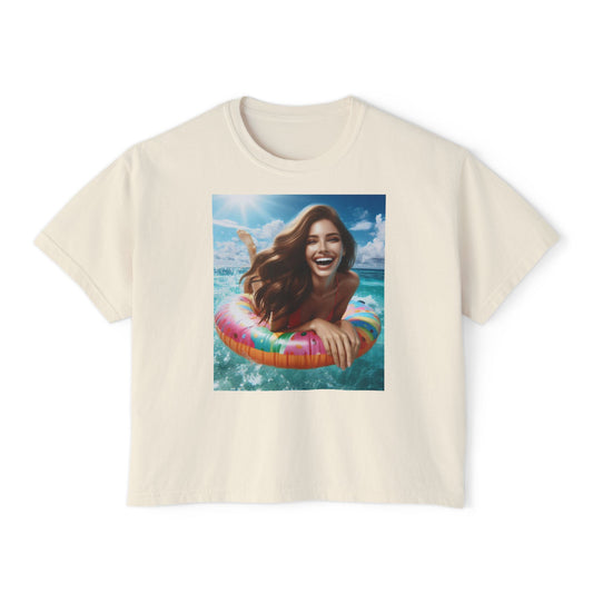 Women's Joy of summer-Boxy Tee - Fun Summer Vibes, Ideal for Beach Days, Casual Outings, Gifts for Her, Cute Graphic Tee, Lightweight Summer Top