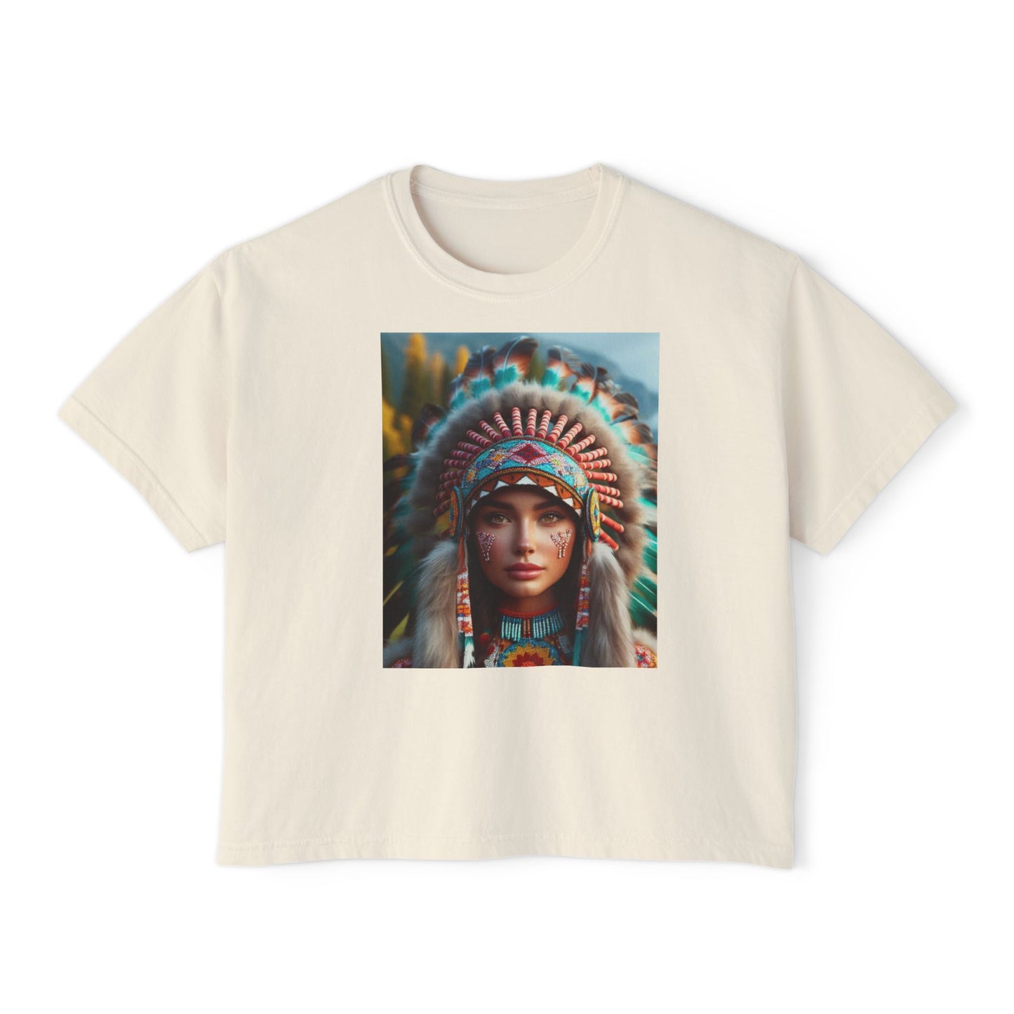 Beautiful Native American Women's Boxy Tee, Comfortable Casual Top, Festival Vintage. looks great with jeans.