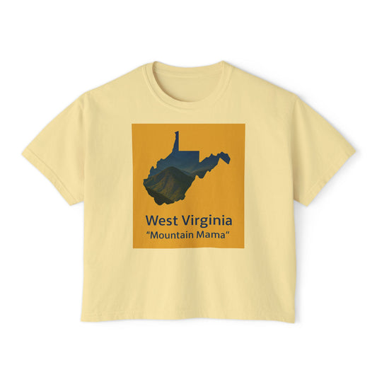 Mountain Mama Women's Boxy Tee - West Virginia Pride Shirt, Casual Summer Tee, Gift for Moms, Hiking Shirt, State Souvenir Top