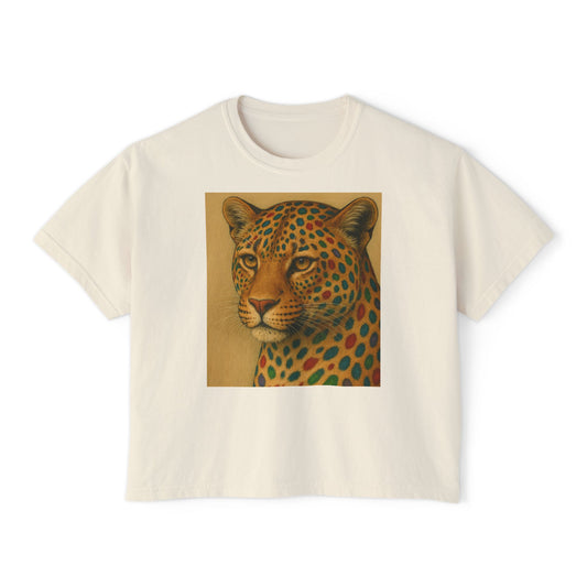 Sexy Leopard Print Women's Boxy Tee, Casual Top, Animal Lover Gift, Summer Style, Unique Graphic Shirt, Everyday Wear