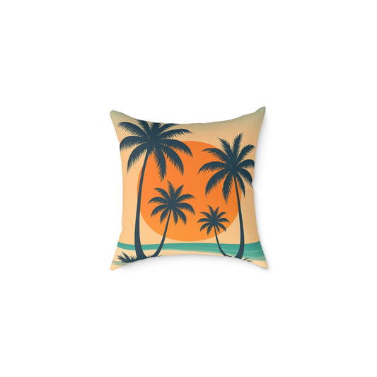 Palm Tree Square Poly Canvas Pillow