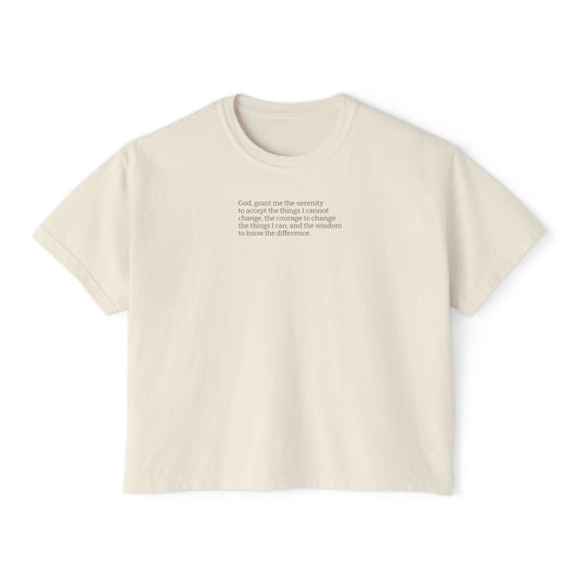 Serenity Prayer- Women's Boxy Tee - Inspirational Relaxed Fit Shirt